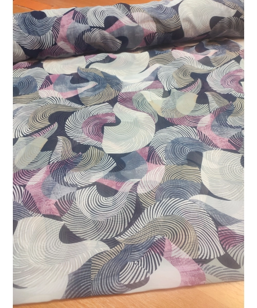 Delikatna tkanina szyfon - wzór w pastelowych kolorach